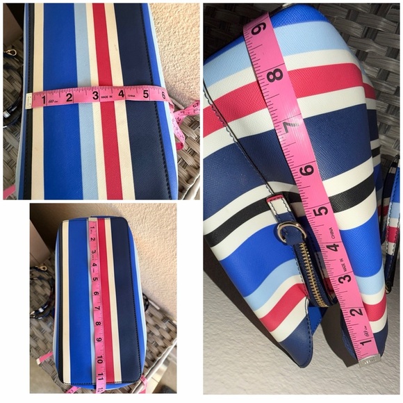 Kate Spade New York Striped Crossbody Satchel Tote Bag - Red White & Blue - Picture 8 of 15